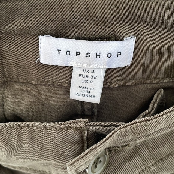 Topshop Paper Bag Olive Khakis, US 0 - Picture 3 of 4